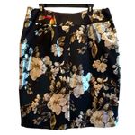 Avenue Metalic Floral Roses Pull On Pencil Skirt Black Gold Silver Women’s 14/16 Photo 2