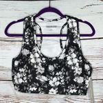 Starting Point NWT Sz XL Gray & White Floral Print Racerback Athletic Sports Bra Black Photo 0