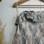 Free People  dress strapless mini floral ruffled smocked metallic Small Photo 1