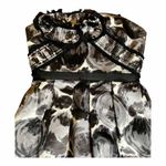 BCBGMAXAZRIA Black Combo Dress Print Rosette Tuxedo Trim Strapless Mini 02 EUC Photo 2