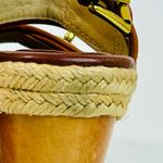 Coach Mariam Brown Leather Wedge Sandals, Brass Hardware, Wood Platform sz 6.5 Photo 9