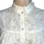 Y2K Roper Womens Button Down Blouse Top Floral Pearl Snap Button Cream Medium Silver Photo 1