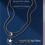 Gold Layered Chain Necklace Star and Moon Photo 1