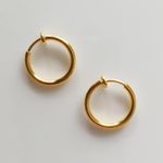 18mm Huggies Hoop Earring/ Ear Cuff / 24k Gold Over Sterling Silver Photo 0