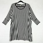 Comfy USA Modal Blend Vertical Stripe Tunic Size Medium Jersey Knit Lagenlook Black Photo 0
