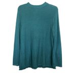 Chico's Chico’s Cashmere Blend Teal Crewneck Fringe Sweater Size 2 Large Classic Boho Photo 1