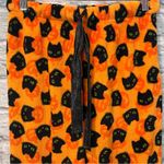 Pillow Talk Size Small Halloween Pumpkin & Cat Soft Fleece Waist Tie PJ Pants Orange Photo 5