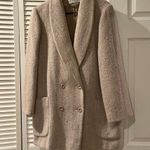 Vintage 80s Petite New Wool Coat size L Cream Brown Peacoat Pavilion Photo 1