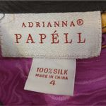Adrianna Papell  Vintage Silk Bright Long Sleeve Button Top Vibrant Size 4 Retro Photo 2