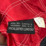 CHIA Colorblock Leather Moto Jacket Red White Black Belted Quilted Size M Size M Photo 7