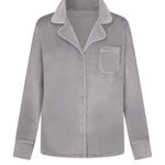 SKIMS  velour‎ gray sleep shirt long sleeve women’s size M Photo 0
