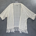 American Eagle  Crochet Fringe Kimono Ivory Boho Festival Cover Up Women's XS Photo 0