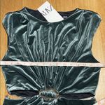 ZARA NWT  Velvet Light Green Cut Out Buckle Dress Size Small Photo 4