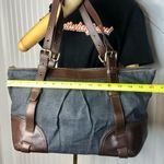 Burberry BLUE LABEL Denim Top Zip Shoulder Bag w/ Adj Brown Leather Straps RARE Photo 8