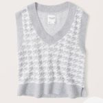Abercrombie & Fitch Gray Houndstooth Knit Sweater Vest Size Small EUC Photo 0