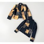 Alberto Makali Vintage  Patchwork Animal Print Blazer Top Set 6 Suede Leather Photo 1