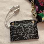 Betsey Johnson floral crossbody purse charger black pink gold bag Photo 6