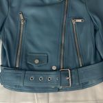 LTH JKT Mya Cropped Biker Leather Jacket, Savanna Blue Sz Xs Photo 6