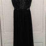 Alice + Olivia Elis Leather Structured Bodice Dress in Black Photo 2