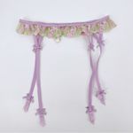 For Love & Lemons Berry Garter Belt Metallic Lavender Floral Sz M NWOT Photo 7