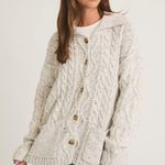 Le lis Cozy Oversized Cable Knit Cardigan Sweater Jacket Beige Neutral Chunky Knit Photo 1