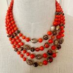 Orange gold tone and black multi strand vintage necklace Photo 0