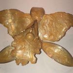 Vintage Gold Tone 3D Shimmer Enamel Orchid Retro Flower Brooch Shoulder Pin Photo 0