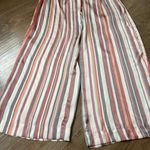 Soulmates satin striped pants elastic waist belted pink grey women’s size M Photo 5