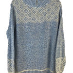 Fair Isle Sweater Baby Blue & Ivory 1/4 Zip Pullover Cotton Country Aprés Large Photo 0