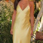 ZARA  maxi dress flowy butter yellow satin effect wedding evening party  Photo 10