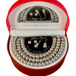 kim rogers 0022 NWT Y2K Glass Pearl Jewelry Set in Silvery Gray w/Gift Box Photo 0
