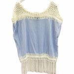 Steve Madden Boho Crochet Swim Coverup Stripes Poncho Boxy Beach Summer Photo 1
