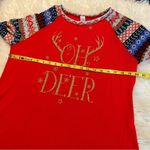 Oh Deer Lightweight Holiday Christmas Raglan Sweater Top Fair Isle Sleeves XL Jr Size undefined Photo 6