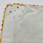 Vintage Handkerchief Embroidered Coffee Bean Orange Variegated‎ Crocheted Edge White Photo 6