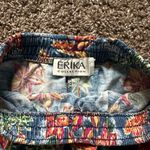 Erika Vintage 90s Blue Tropical Elastic Waist Shorts Size S/M Retro Photo 1