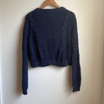 FOR THE REPUBLIC Cotton Crewneck Sweater (Sz XL) Blue Distressed Cable Knit Photo 6