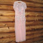 Mac Duggal 9134 Womens Embellished High Neck Butterfly Sleeve Midi Dress Photo 6