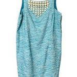 Trina Turk DRESSES size 8 casual blue shift dress lined beaded front v-neck back Photo 0