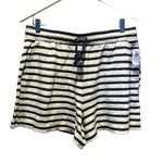 Old Navy New High-Waisted Cali-Fleece Terry Shorts Size Large Blue Stripe NWT Photo 0