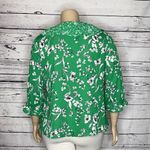 Cato Size XL Green & White Floral Print Ruffle Trim V-Neckline Wrap Blouse Top Photo 3