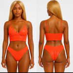 SheIn Women's Orange Shimmer Bikini Set L Photo 1
