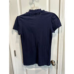 Lilly Pulitzer Women's  Navy Pima Cotton Ruffle Henley Blouse L Photo 1