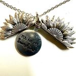 Silver tone you are my sunshine flower pendant necklace Photo 6