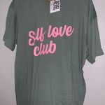 Sweet Claire green graphic T-shirt with hot pink writing ‘Self Love Club’ Photo 0