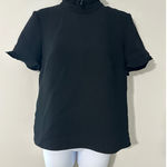 Alice & Trixie  Black‎ Ruffle Neck Top Short Sleeve Blouse Womens XS Photo 0