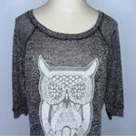 Bobeau Gray Knit Embroidered Owl Graphic Raglan Top Small Photo 1