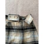 Free People Women's Ari Wrap Skirt Beige Black Plaid Mini Belted Wool Size 2 Photo 1
