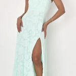Lulus  Mint Green Garden of Romance Floral Strapless Maxi Dress Photo 0