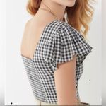 Urban Outfitters  Black/White‎ Plaid Crop Top with Ruffle Sleeves Size Large Photo 1