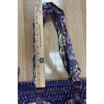 Purple Straw Woven Purse Handbag Tote With Scarf Handles Zip Top Lined Bow Photo 10